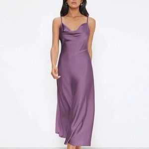 Cowl Neck Solid Slip Dress SHEIN purple